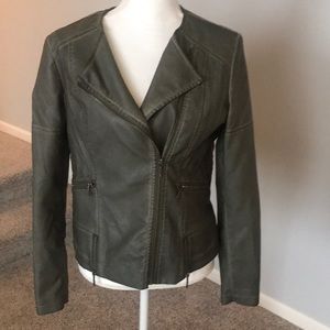 Dark green faux leather jacket